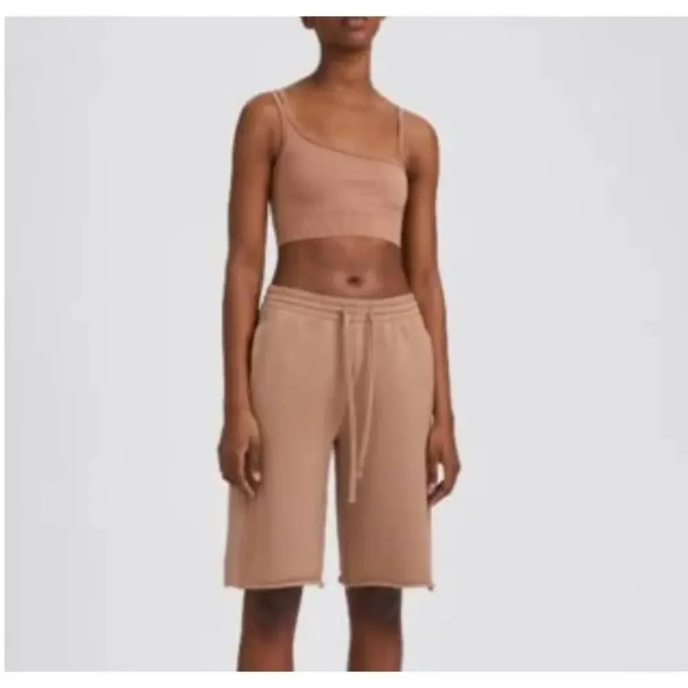 Filippa K Soft Sport Reverse Striped Shorts in Almond Women's Size XS Activewear